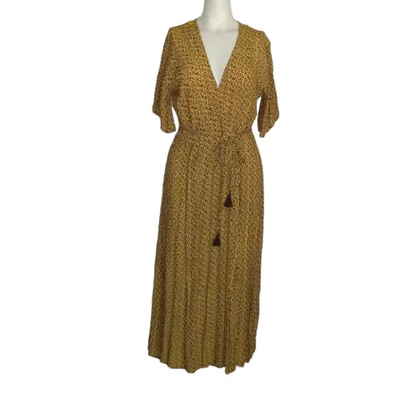FAITHFULL THE BRAND Dress, 8, True Wrap, Short sleeves, Yellow/Floral print - Picture 11 of 13